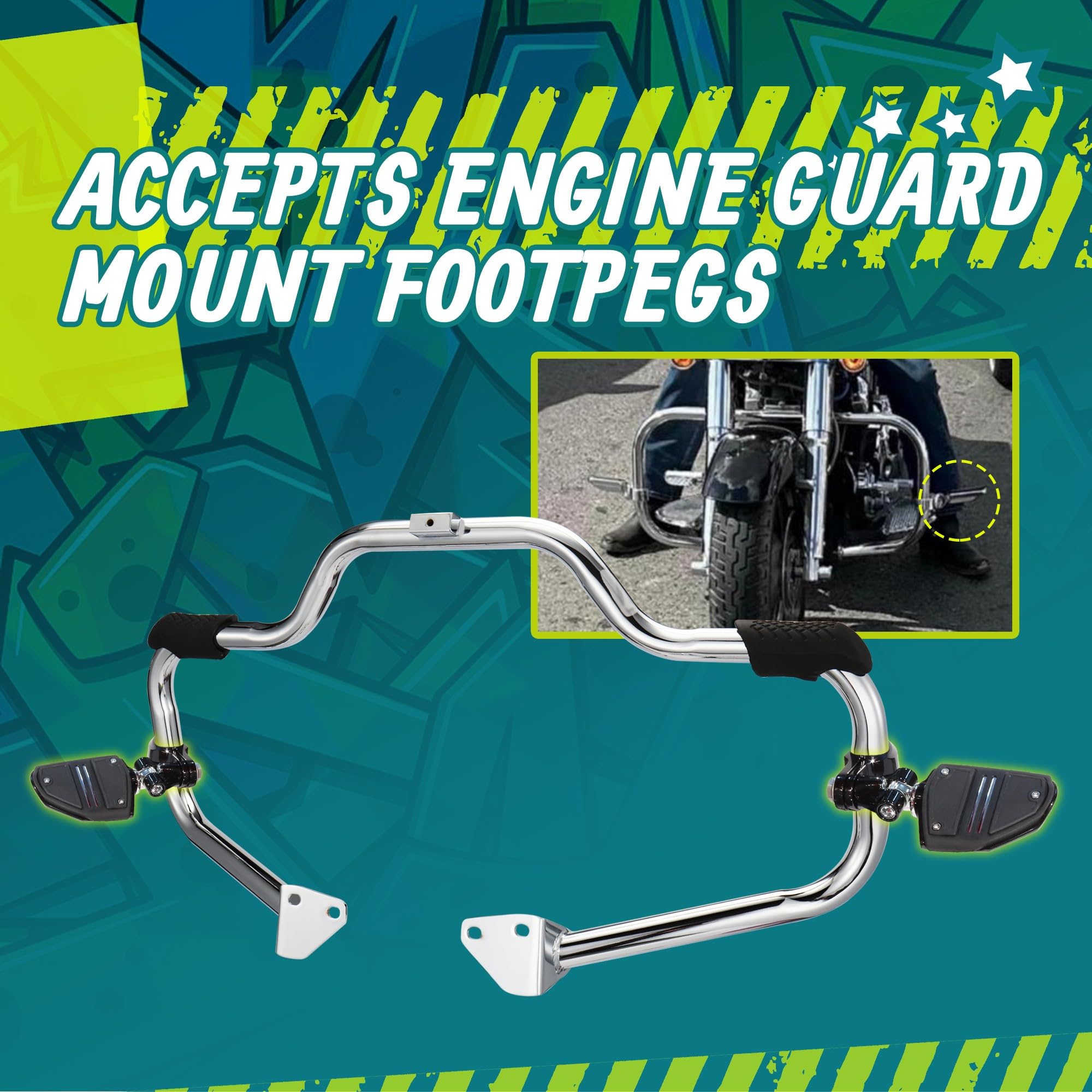 MoKitDora Softail Engine Guard Highway Mustache Crash Bar